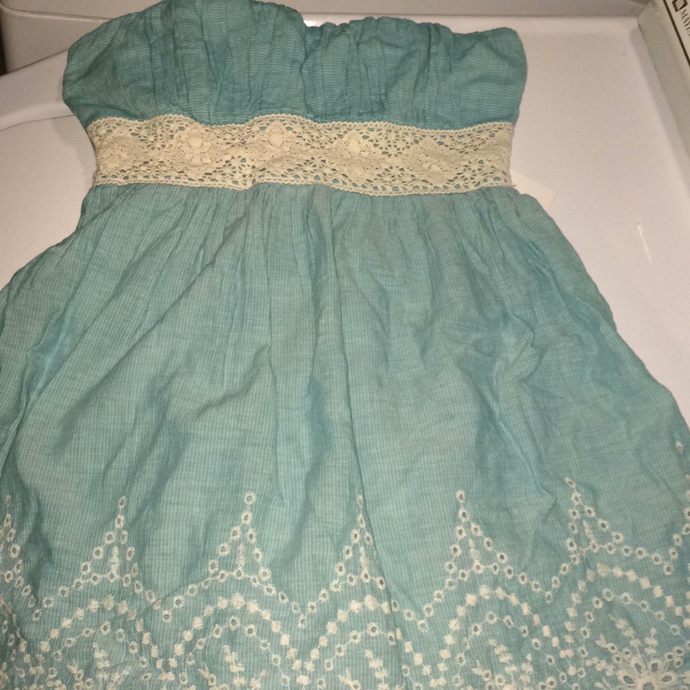 Speechless Blue & White Strapless Dress